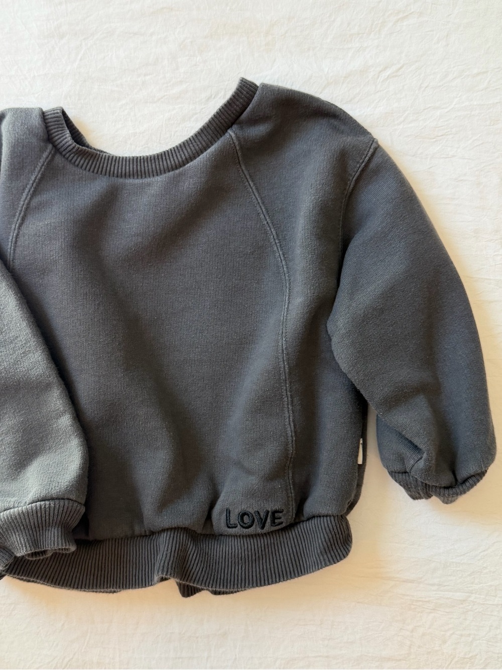 Easy Peasy Baby 18M Charcoal Gray LOVE Embroidered Crewneck Sweatshirt